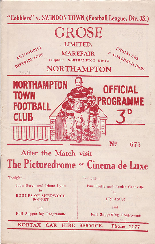 <b>Saturday, February 3, 1951</b><br />vs. Northampton Town (Away)